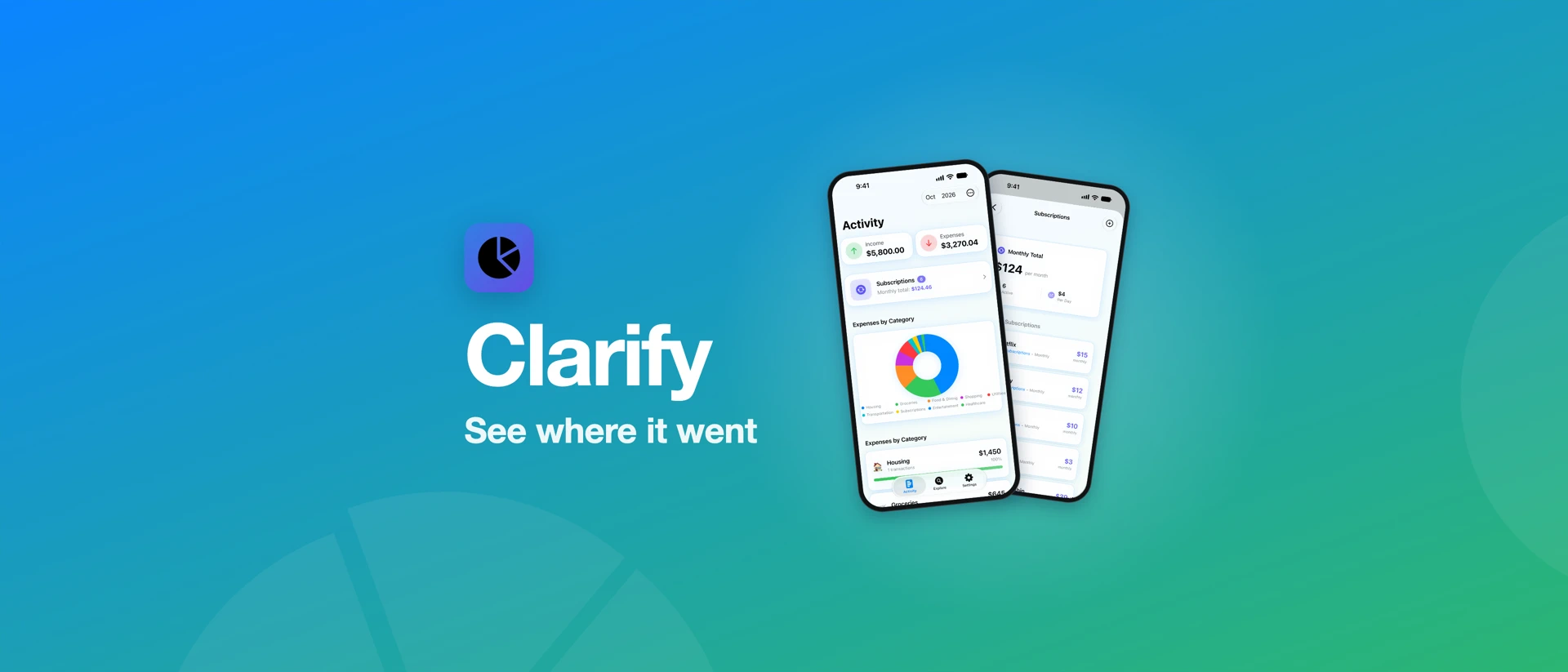 Clarify Expenses product page header