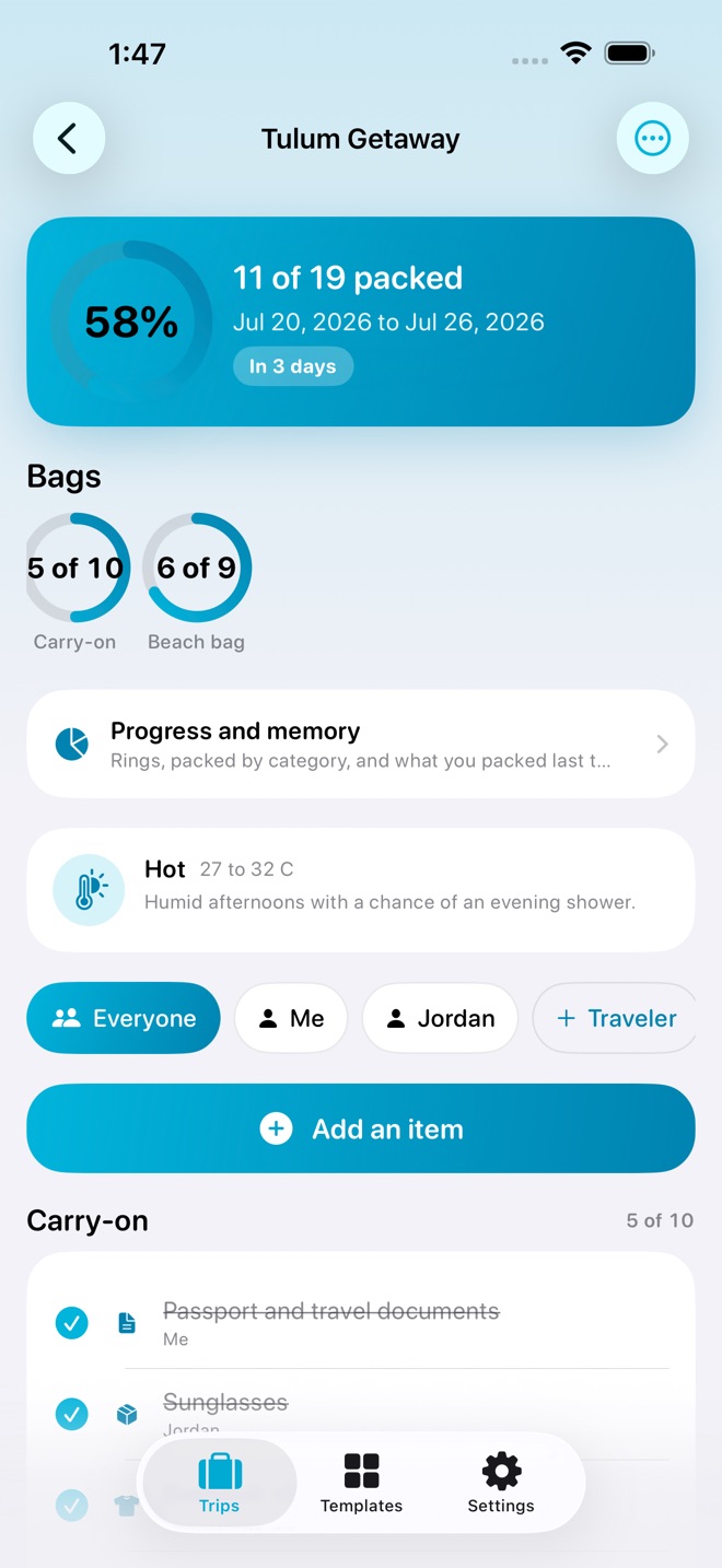 PackLight: Packing Lists screenshot 2