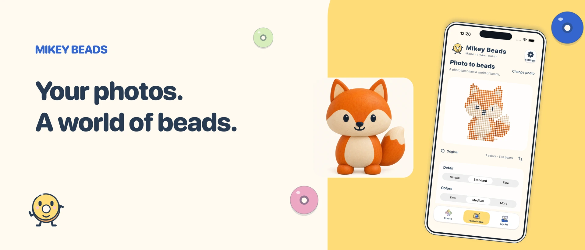 Mikey Beads: Pixel Art product page header