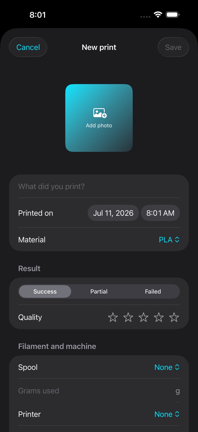 LayerLog: 3D Print Log screenshot 2