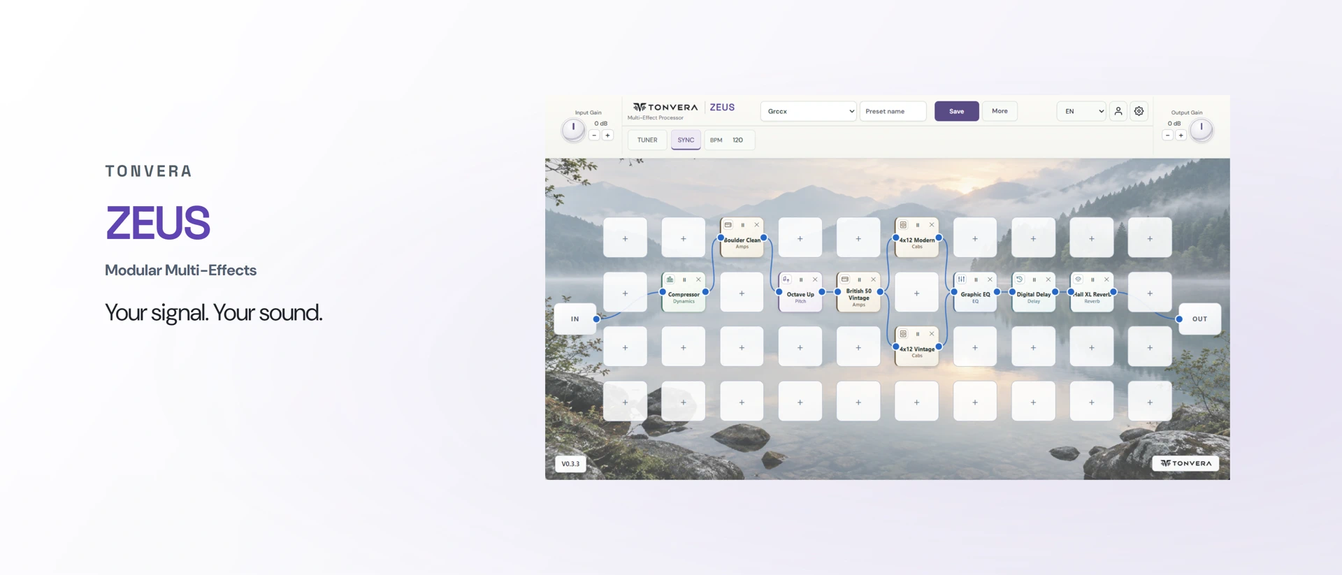 TONVERA Zeus product page header