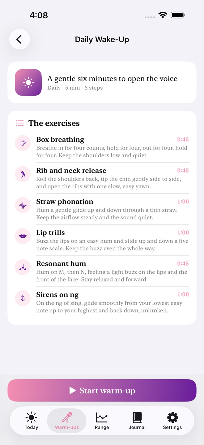 VocalEase: Voice Warmups capture d’écran 2