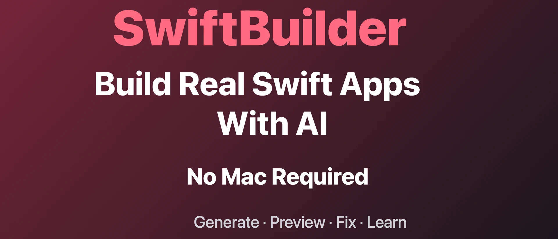 SwiftBuilder: AI Code Studio product page header