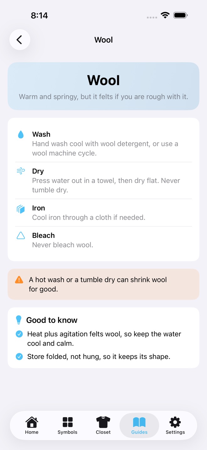 CareFold: Laundry Symbols screenshot 4
