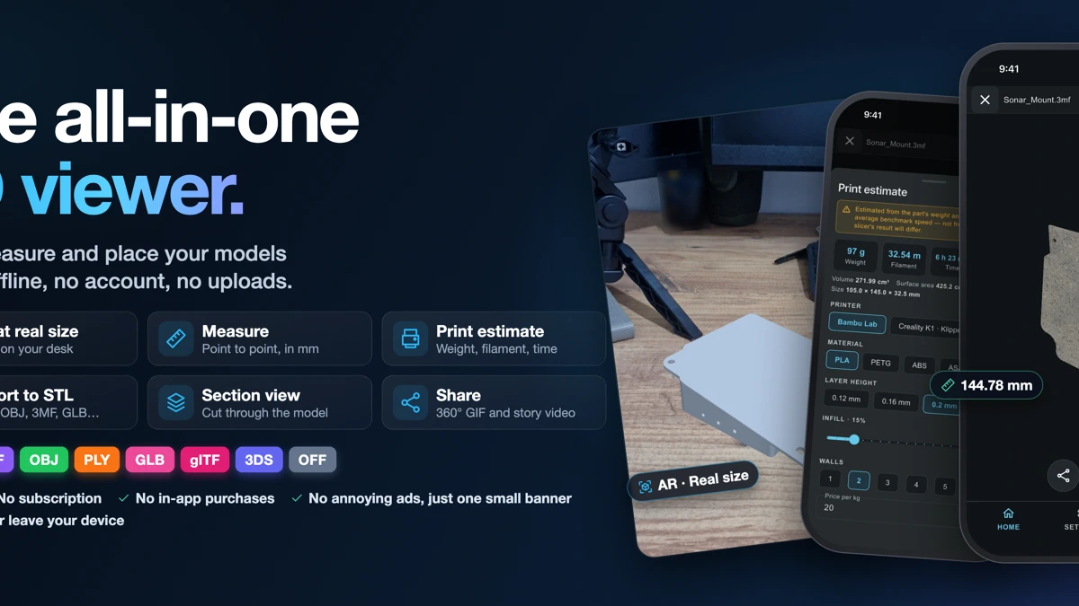 STL Viewer: 3D Model & 3MF App Store product page header