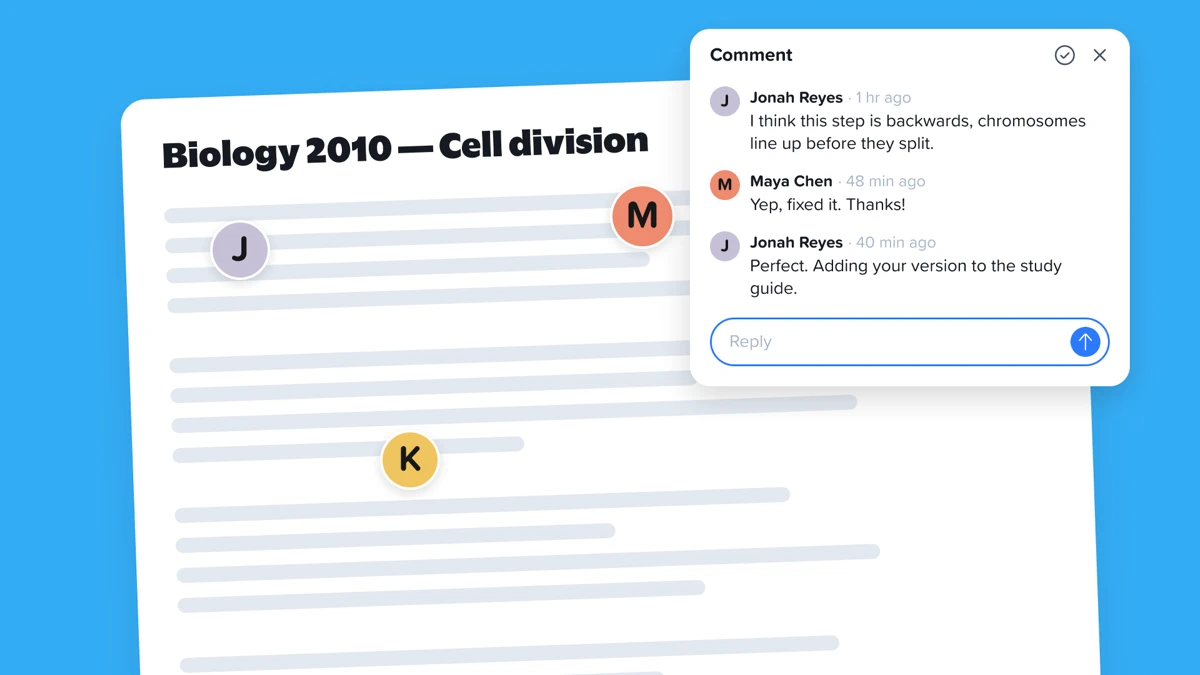 Notability: AI Note Journal search result, In-app event: Add comments to your notes