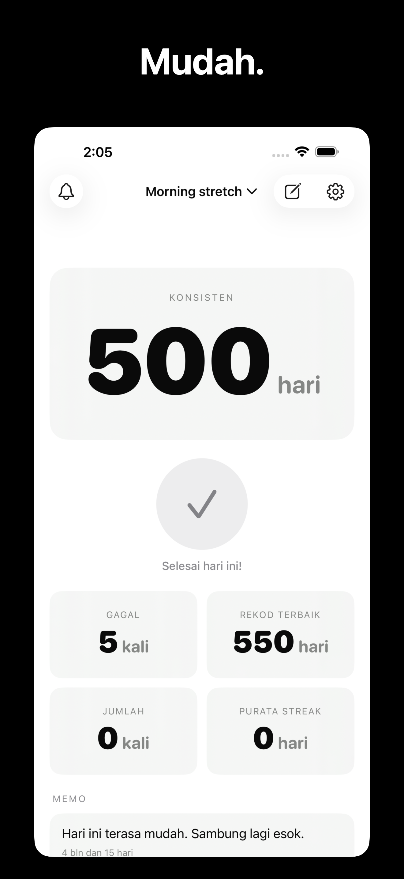 KeepGoing - Habit Tracker iOS screenshot 2 showing app interface