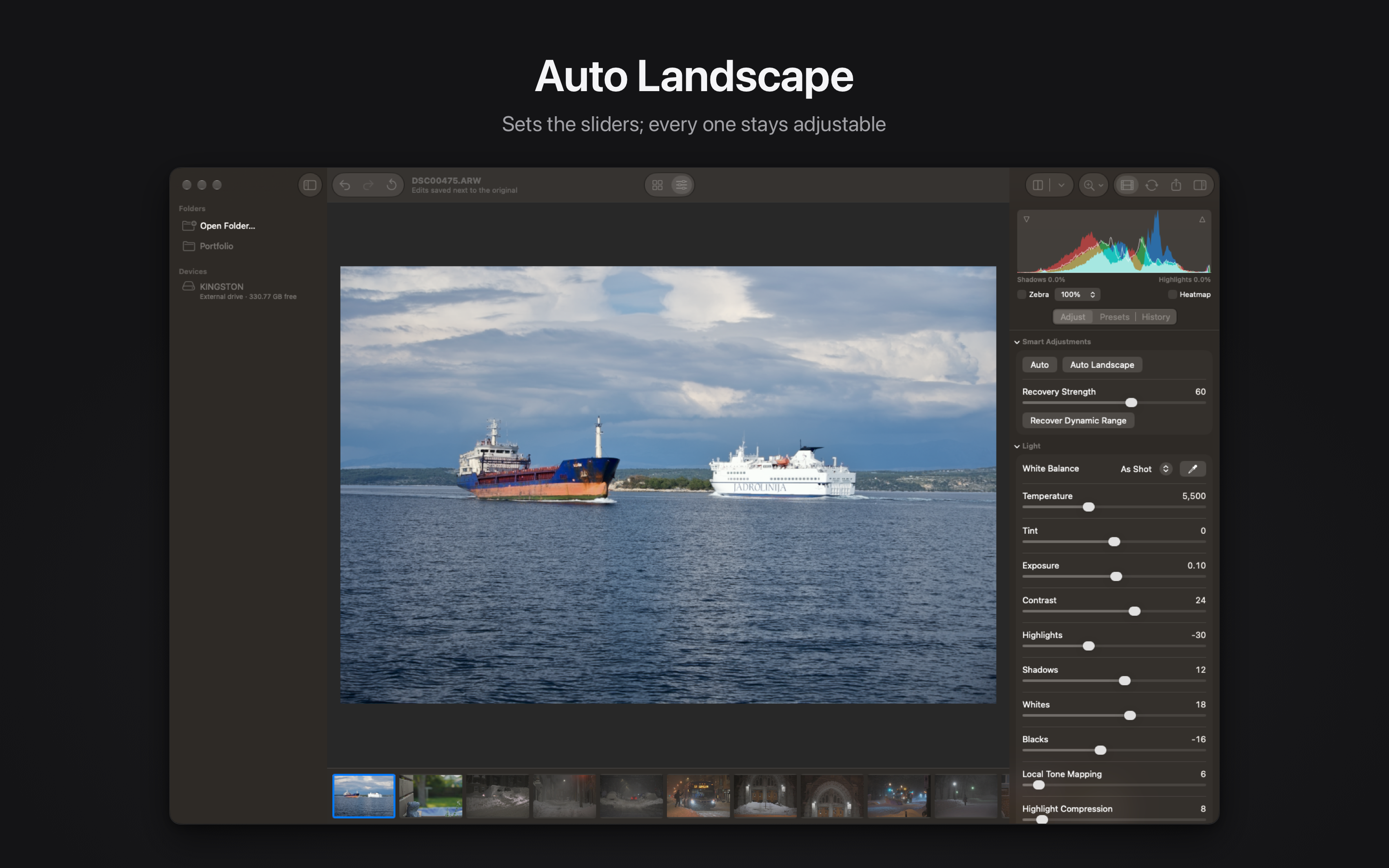 Rawed: RAW Photo Editor macOS screenshot 1 showing app interface