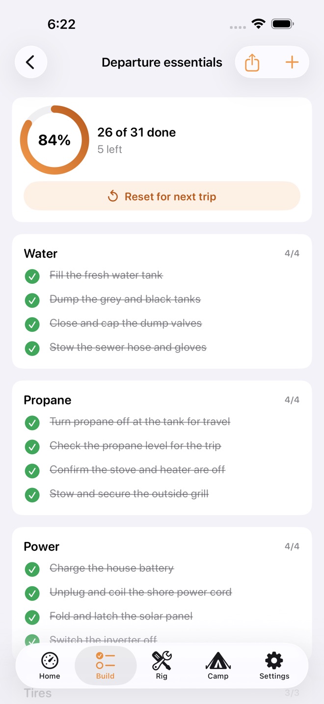 VanReady: Vanlife Checklists capture d’écran 2