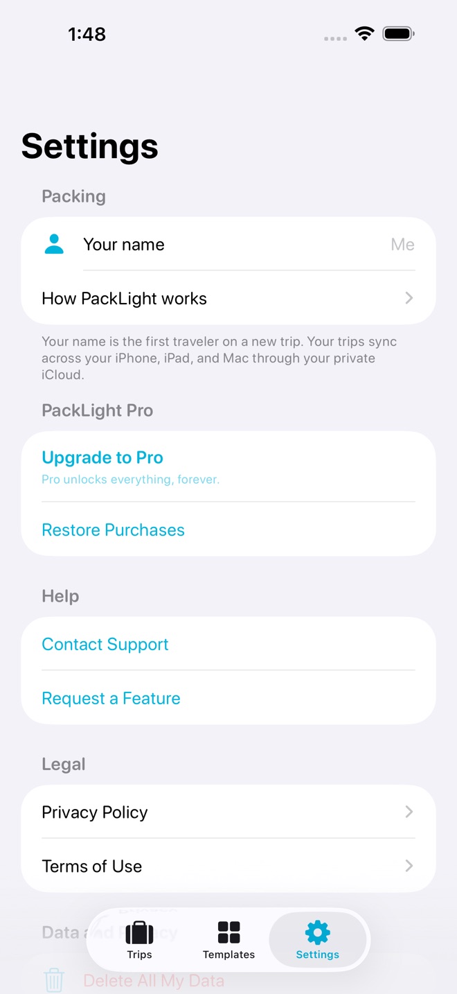 PackLight: Packing Lists screenshot 4
