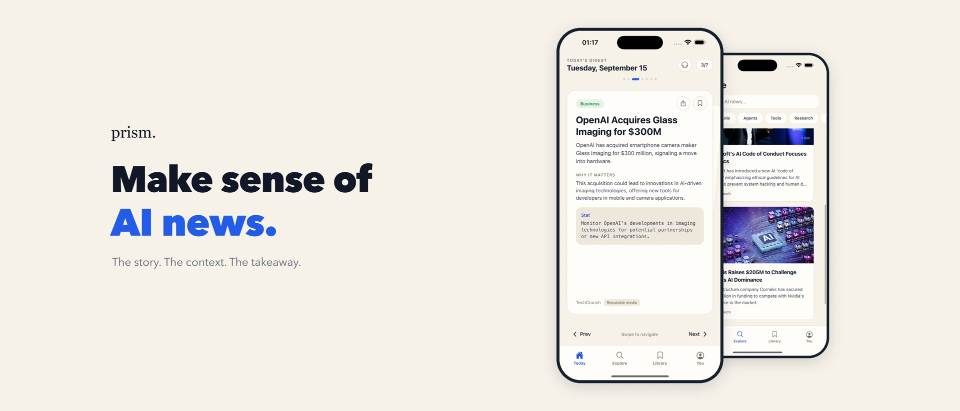 Prism: Daily AI News Digest product page header