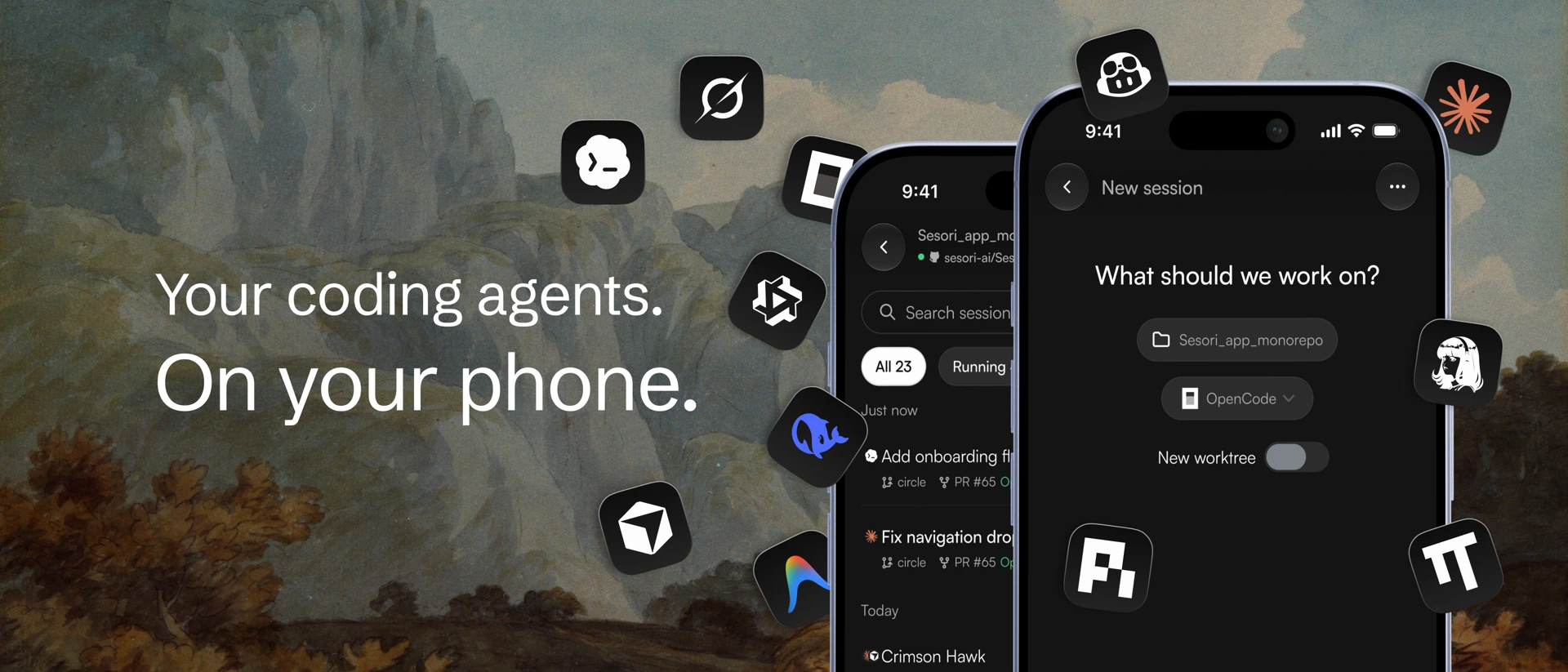 Sesori: Mobile AI Coding product page header