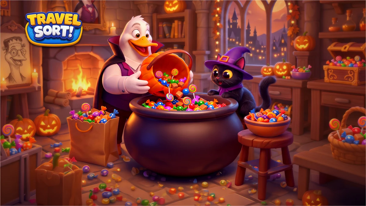 Travel Sort: Color & Match search result, In-app event: Trick or Streak