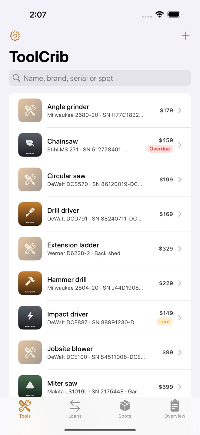 ToolCrib: Tool Inventory capture d’écran 1