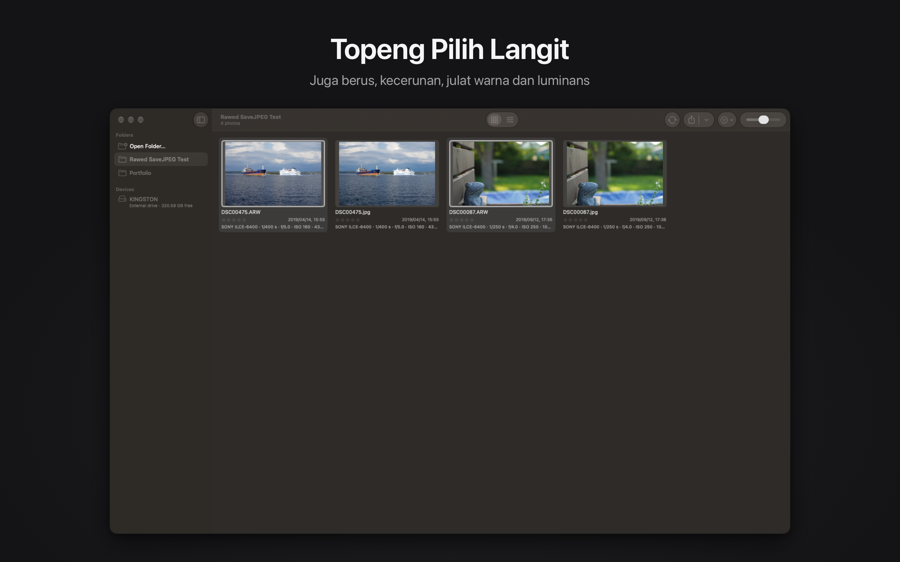 Rawed: RAW Photo Editor macOS screenshot 3 showing app interface