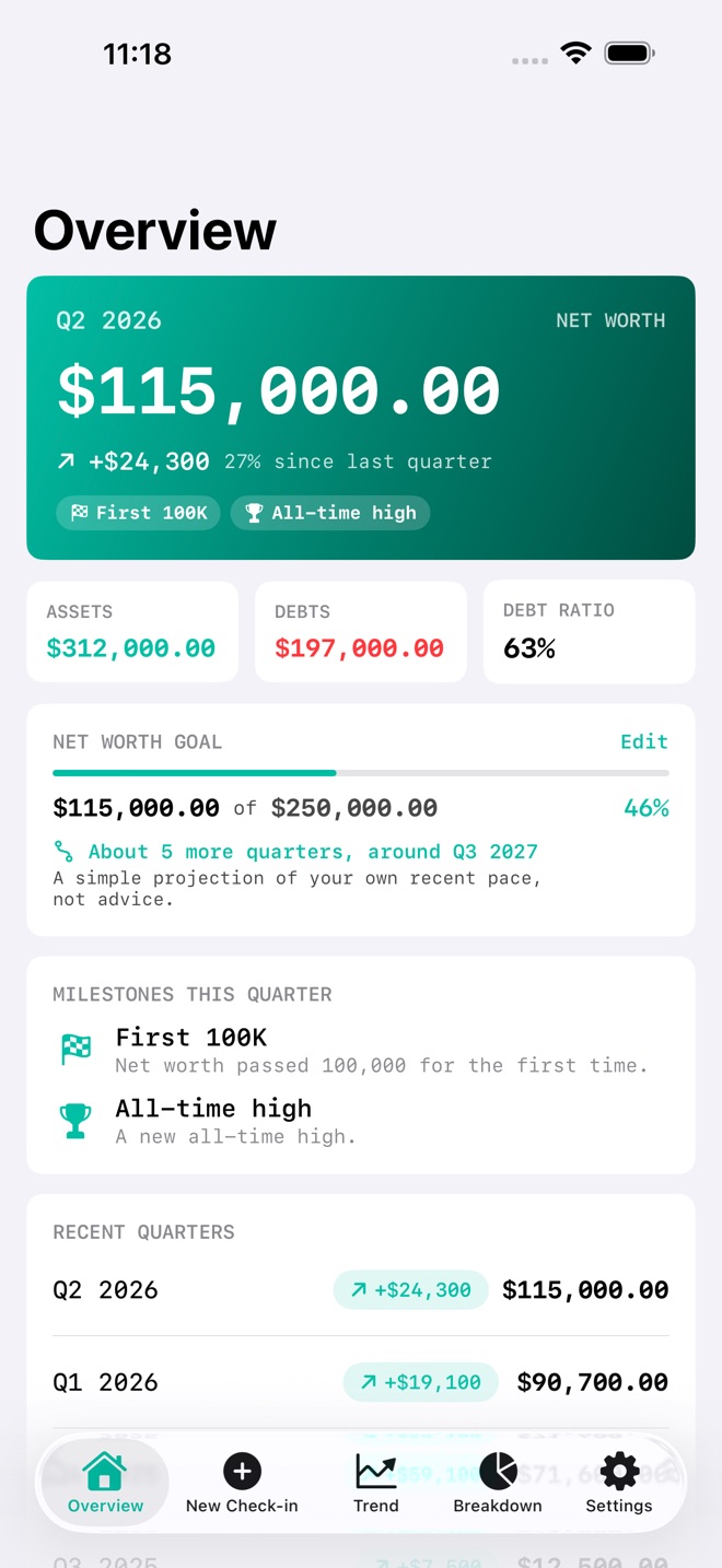 WorthLine: Net Worth screenshot 1