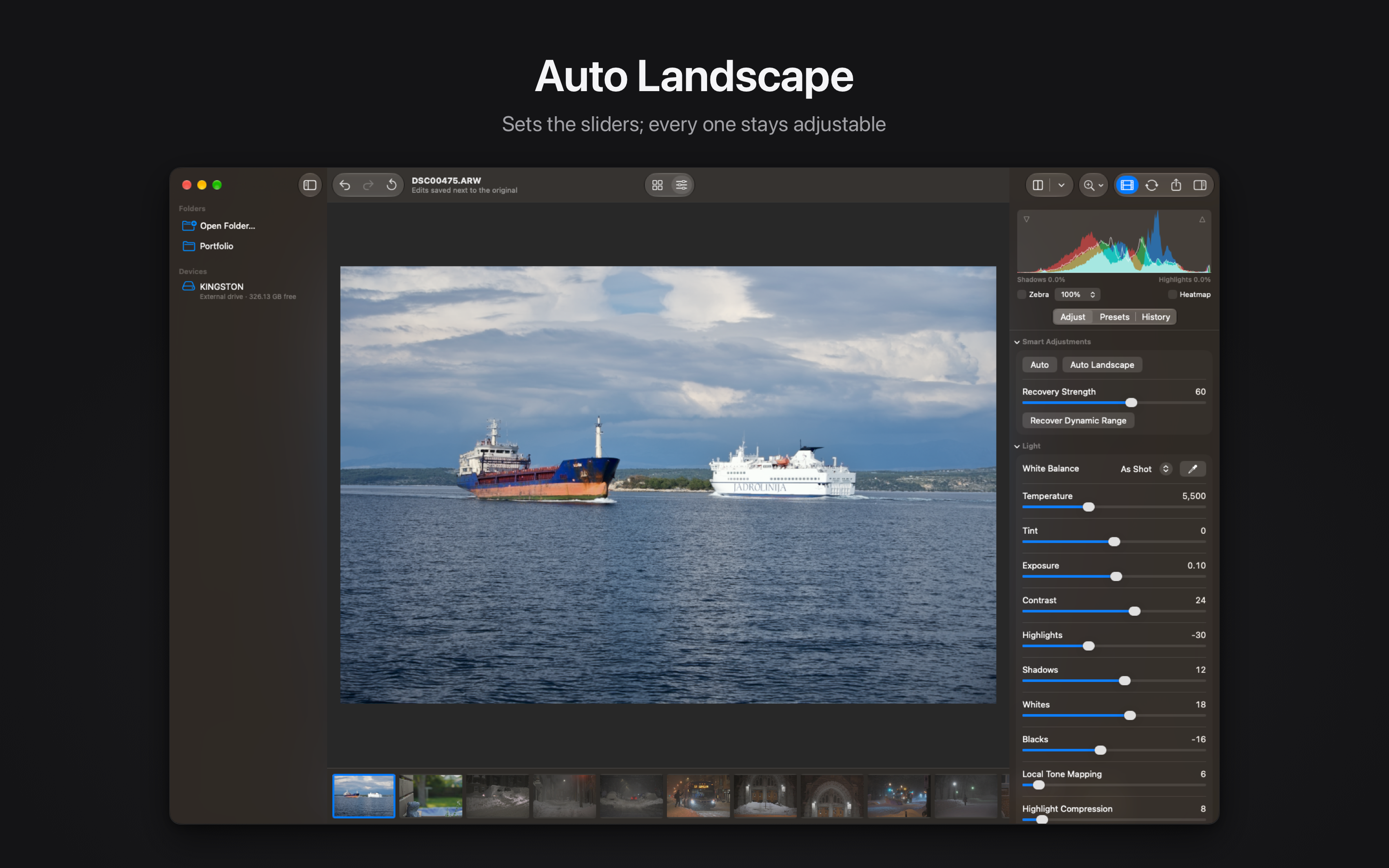 Rawed: RAW Photo Editor macOS screenshot 1 showing app interface