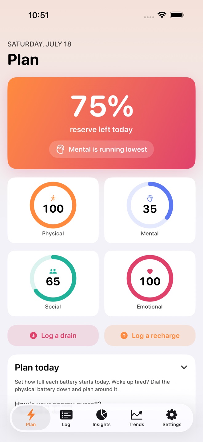 DayReserve: Energy Plan screenshot 1