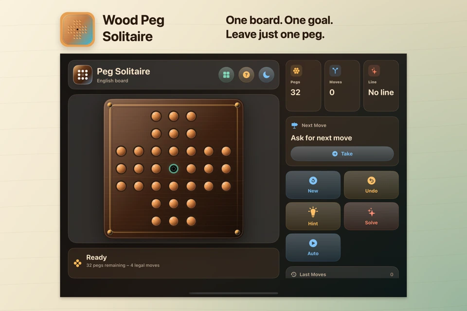 Wood Peg Solitaire App Store search result