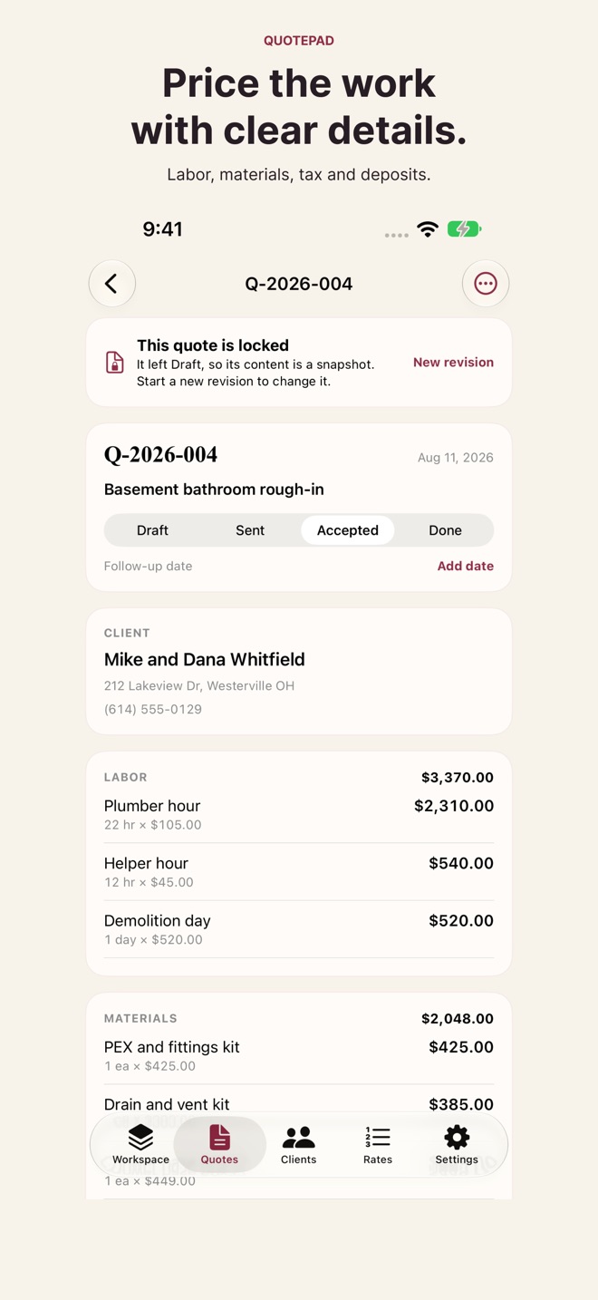 QuotePad: Fast Job Quotes screenshot 3