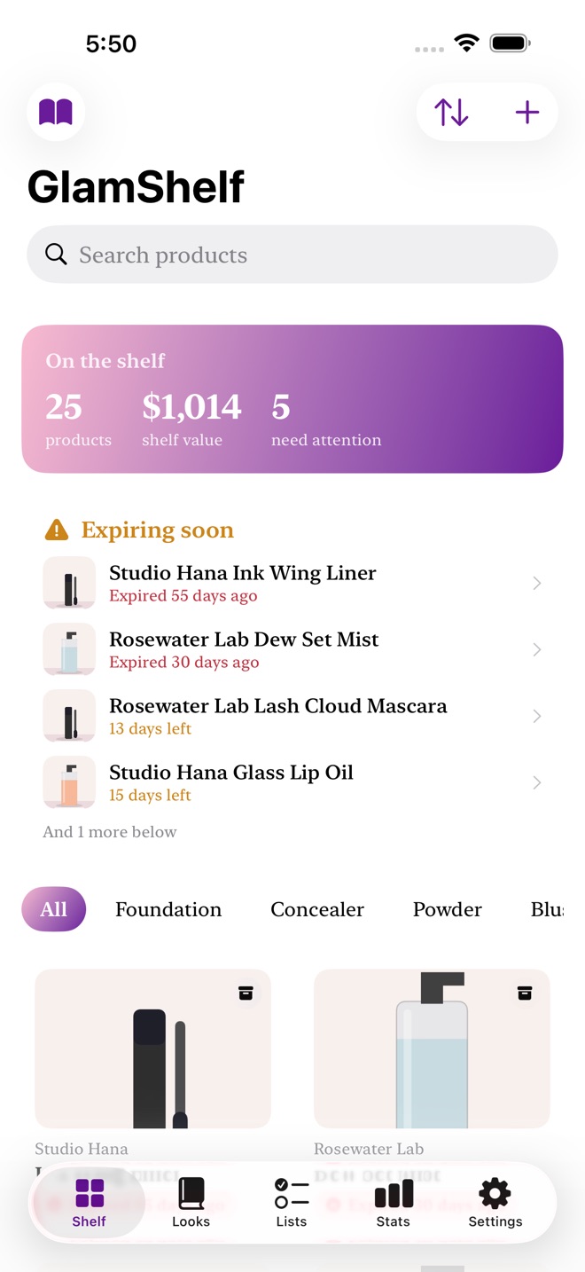 GlamShelf: Makeup Shelf screenshot 1