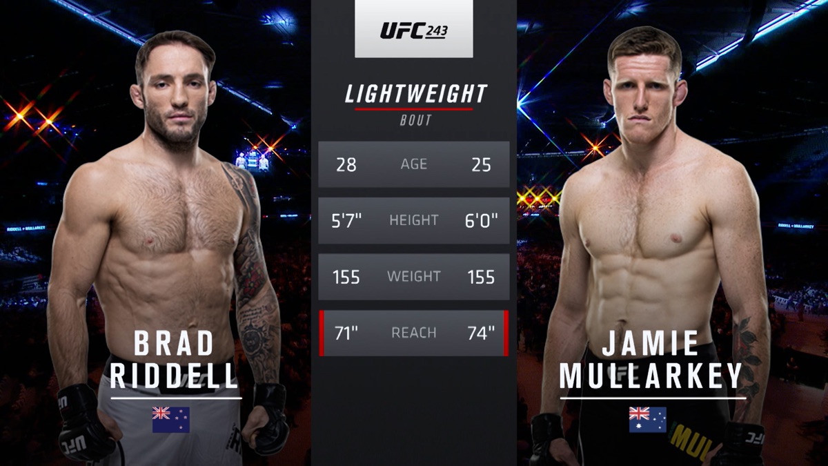 ‎UFC 243: Brad Riddell vs. Jamie Mullarkey - UFC 2010s (Temporada 2019 ...