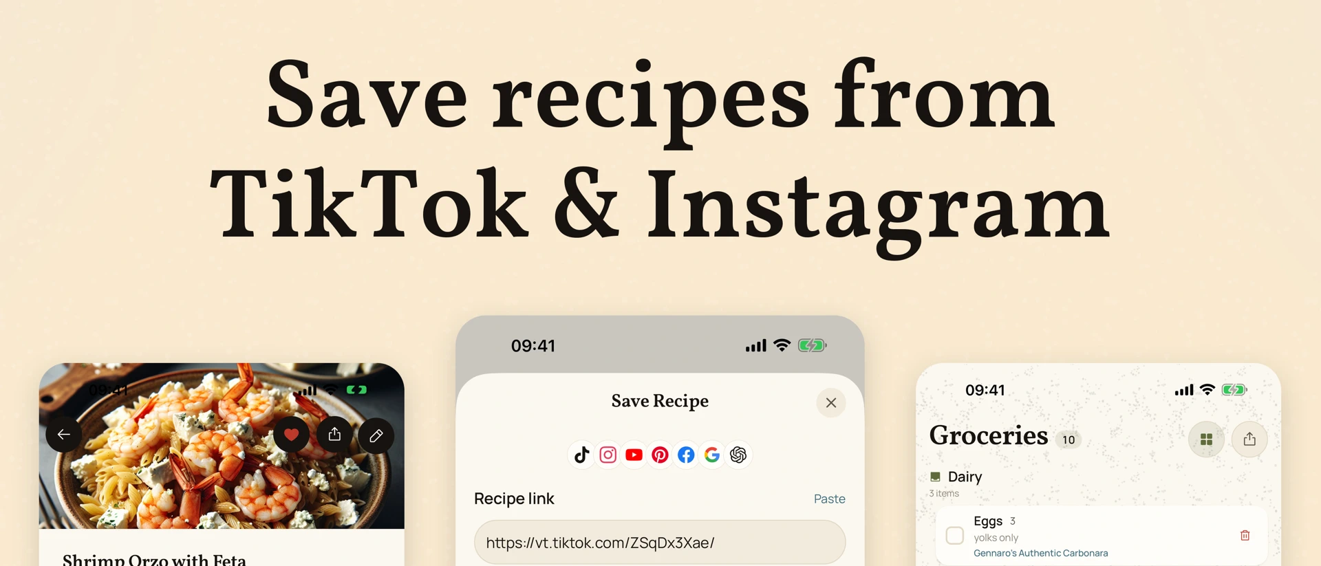 Carbonara: Save Recipes product page header