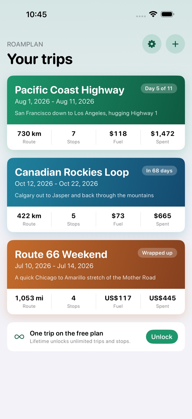 RoamPlan: Road Trip Planner screenshot 1