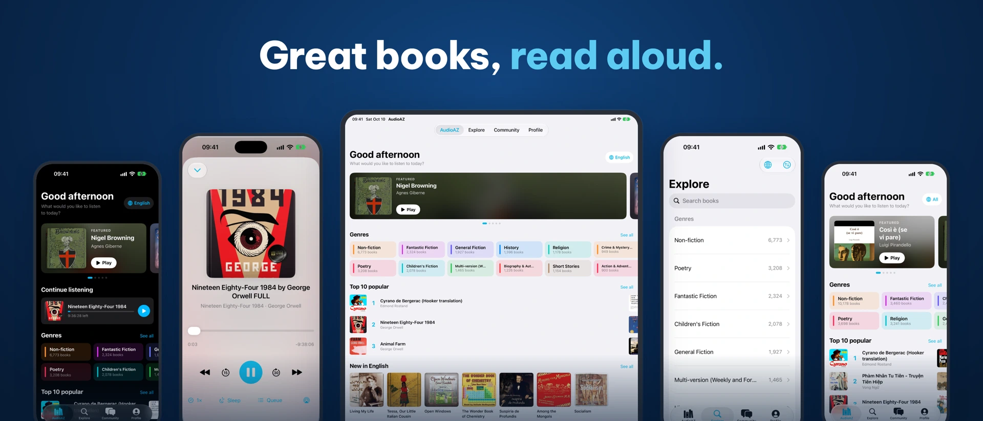 AudioAZ: Audiobooks & Stories product page header