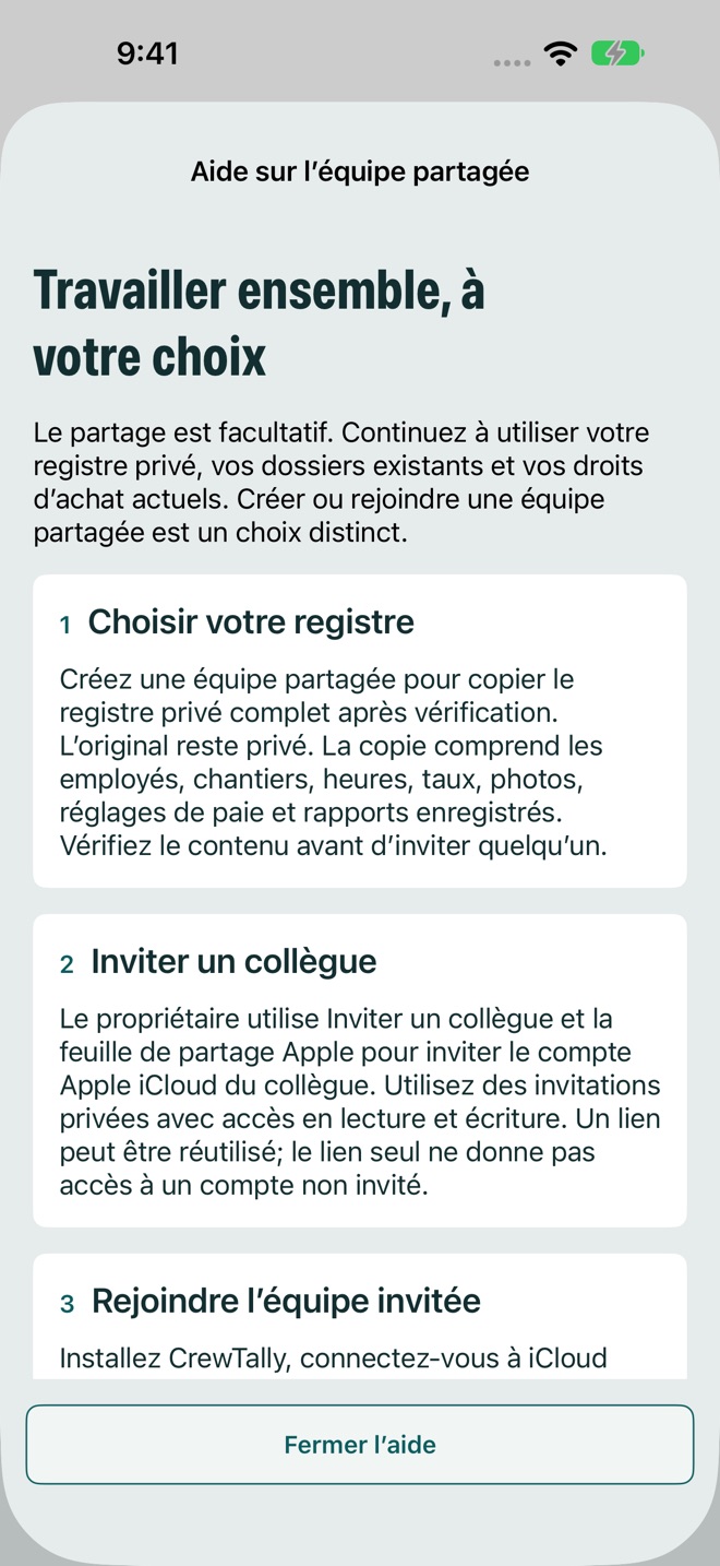 CrewTally: Feuilles de temps capture d’écran 7