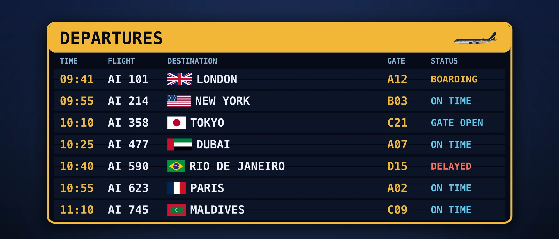 International Airport product page header