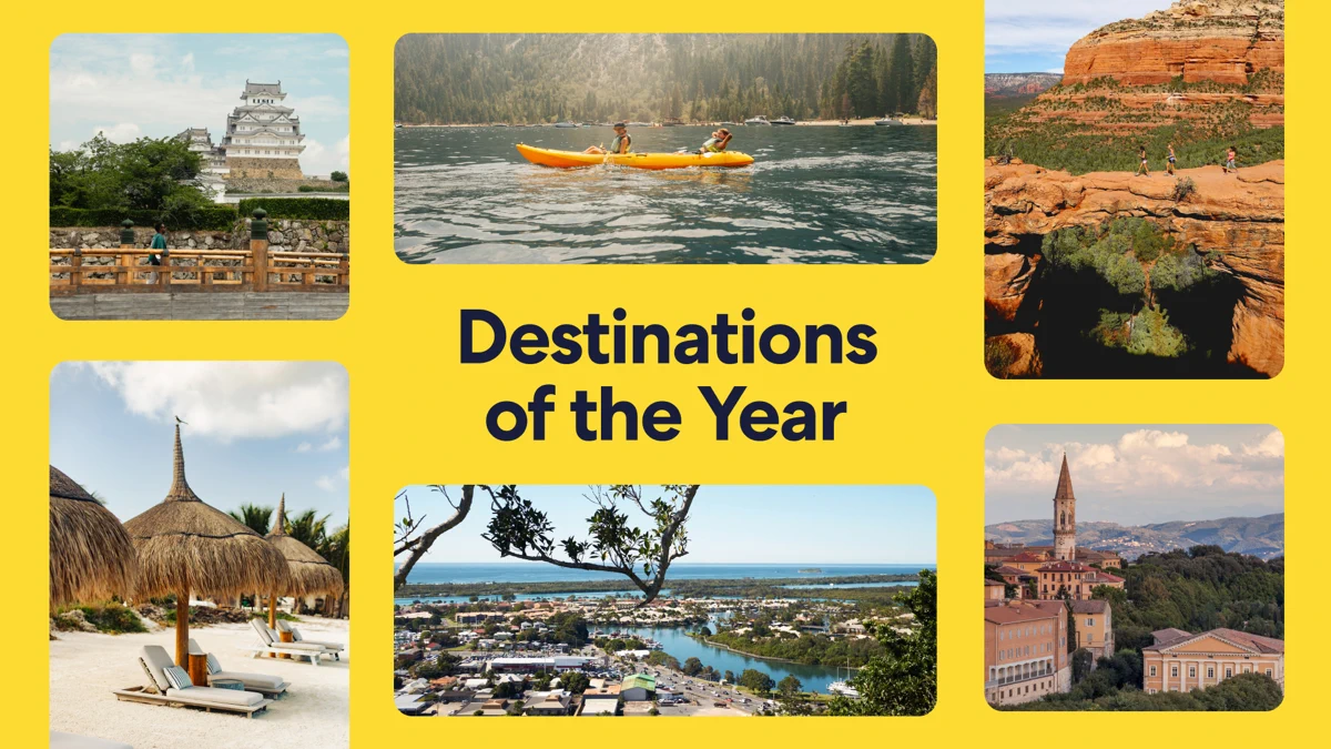 Expedia: Hotels, Flights, Cars search result, In-app event: Destinations of the Year