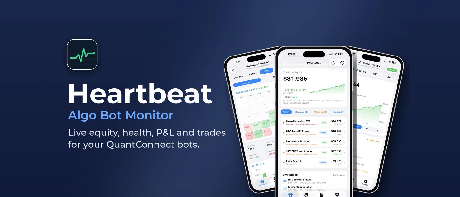 Heartbeat: Algo Bot Monitor product page header