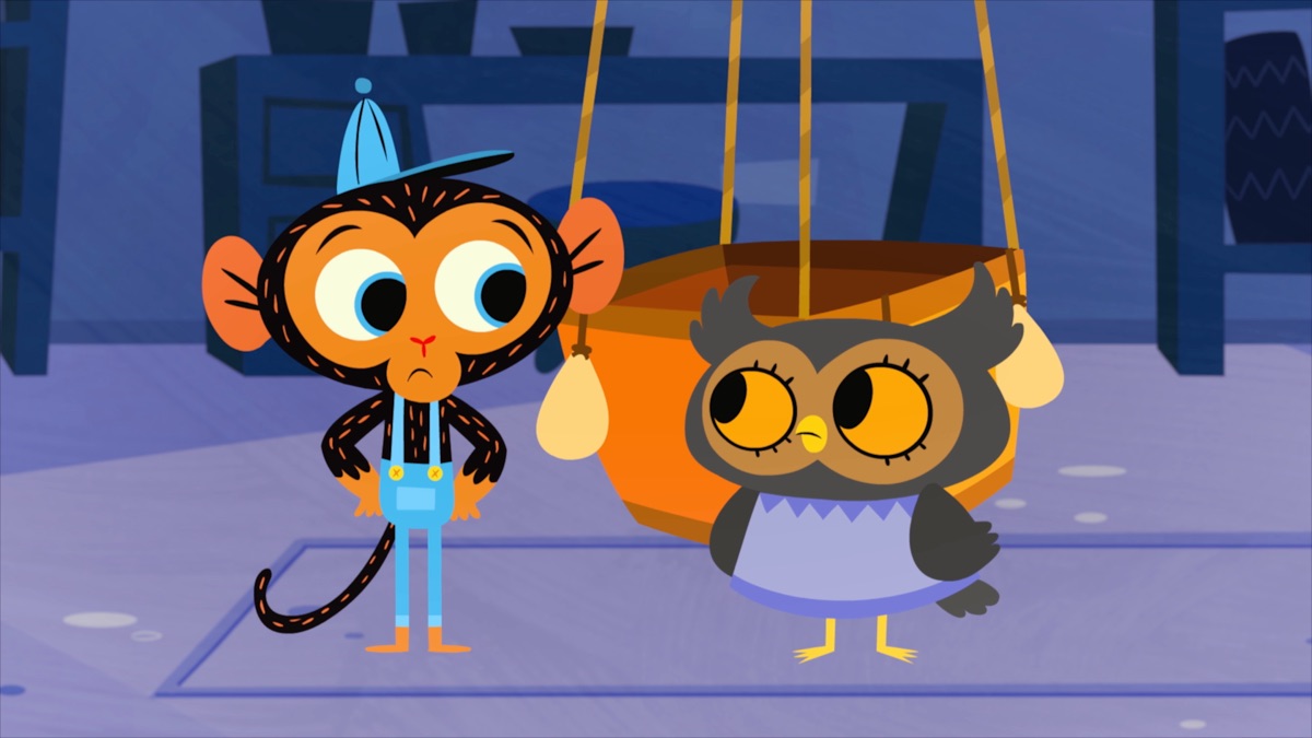 Ms. Owl's Hot Air Balloon Is Hard to See at Night Mr. Monkey, Monkey