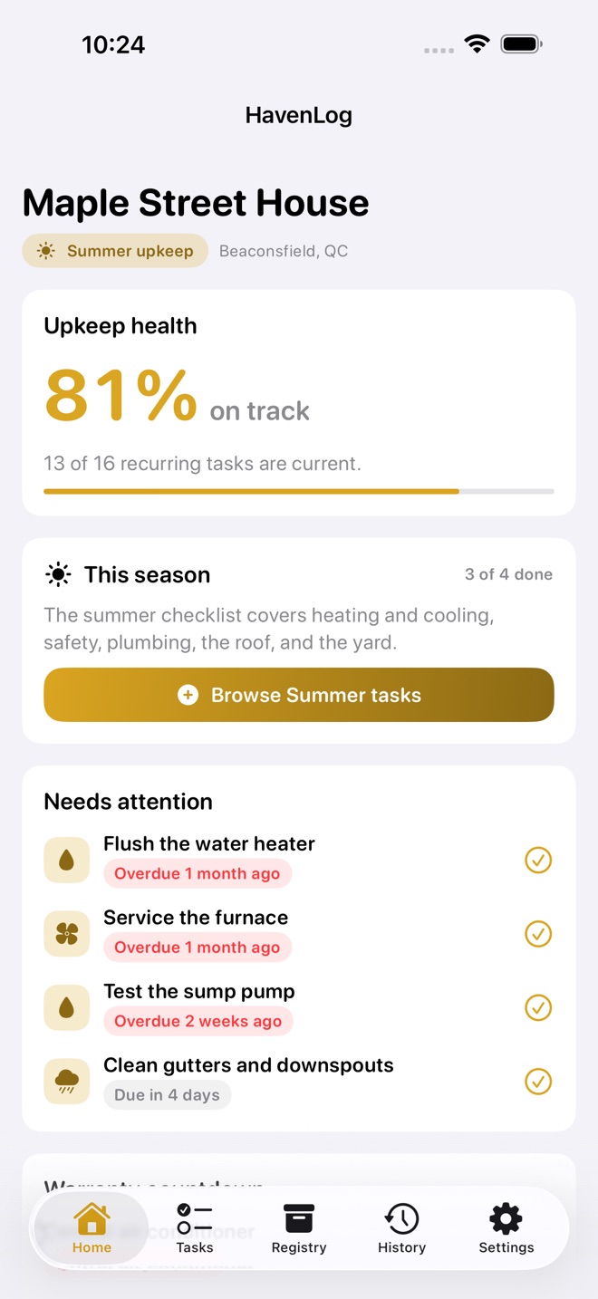 HavenLog: Home Upkeep capture d’écran 1