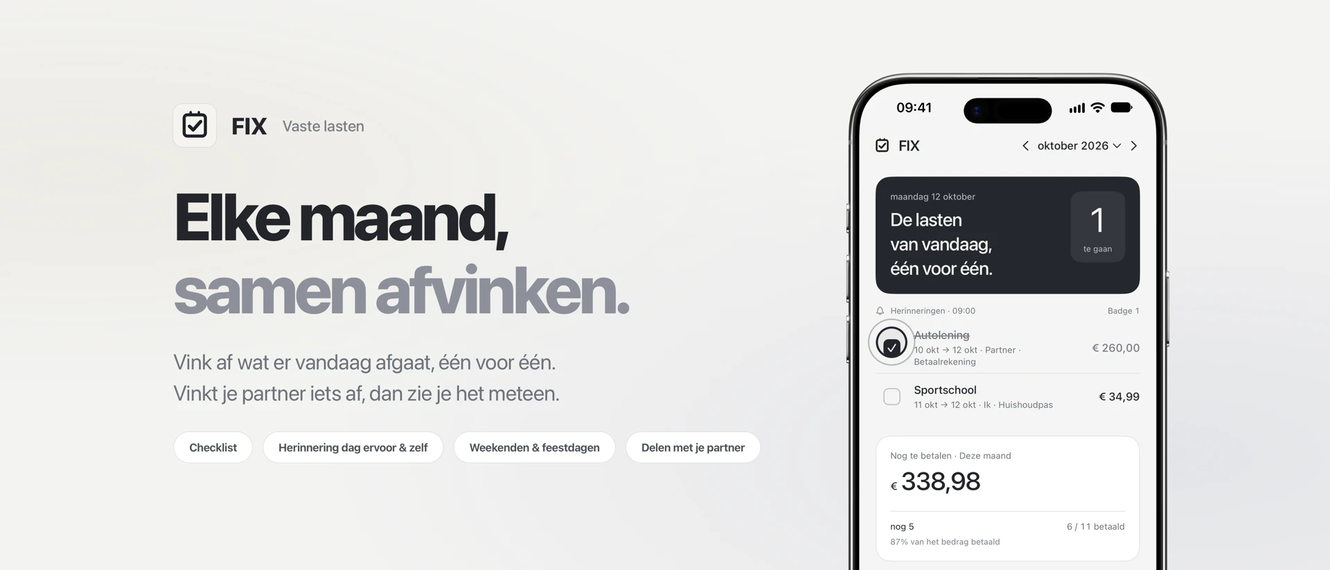 FIX: Vaste lasten & rekeningen product page header