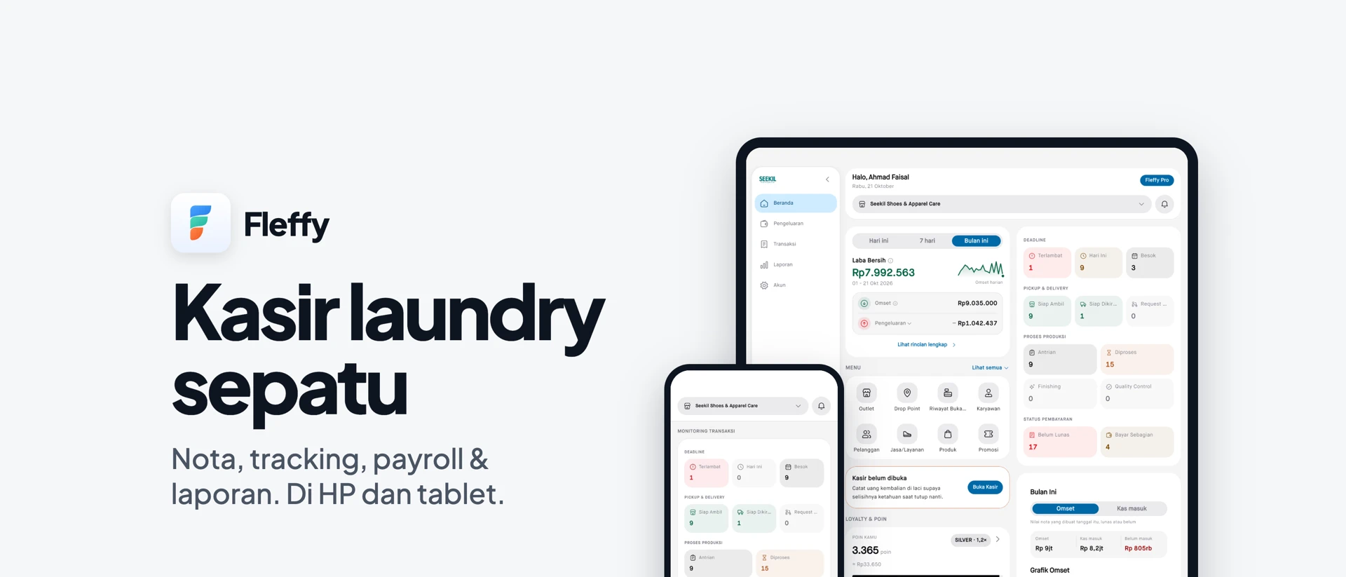 Fleffy: Kasir Laundry Sepatu product page header