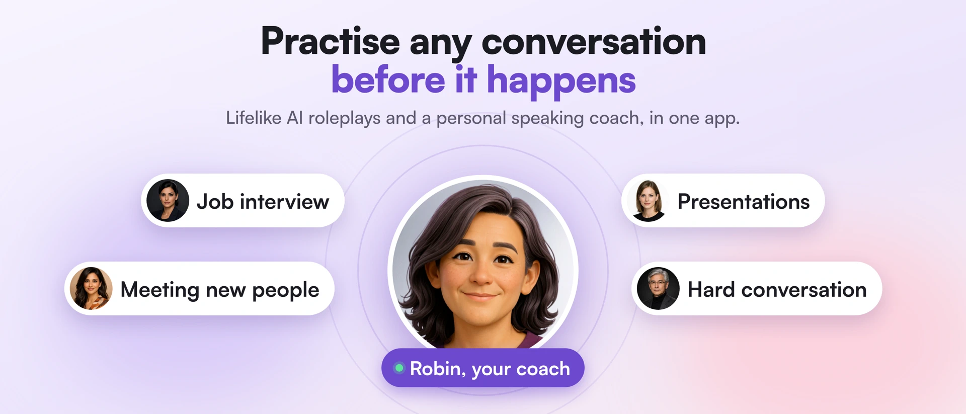 Insight7: AI Speaking Coach product page header