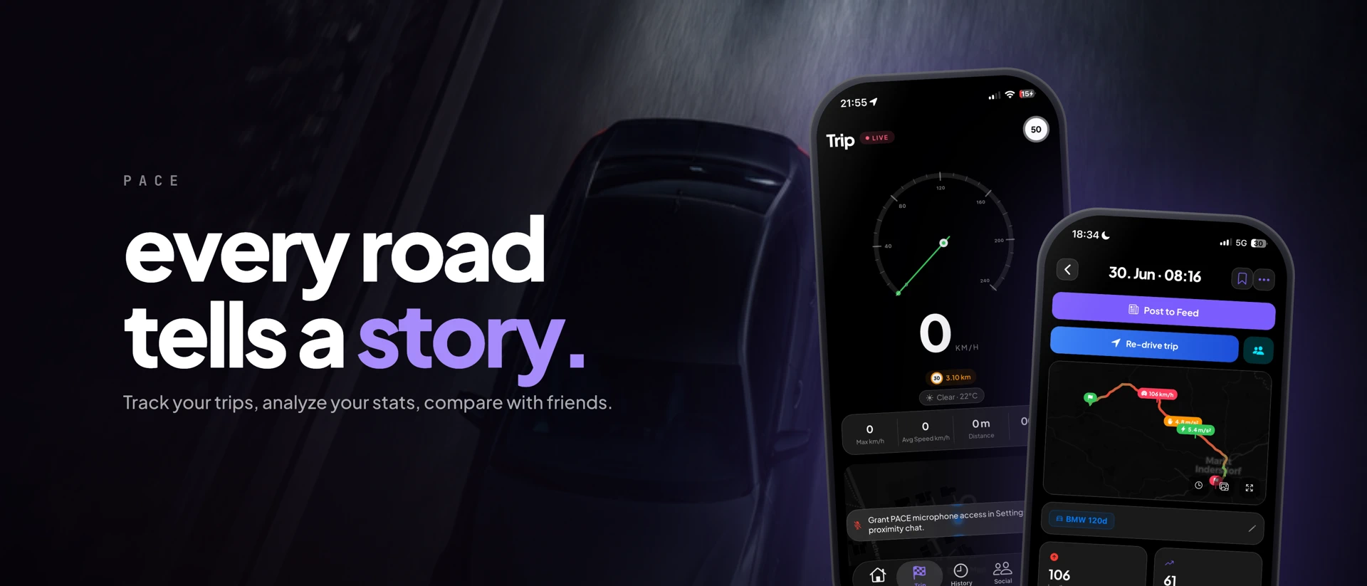 PACE – Drive with friends product page header