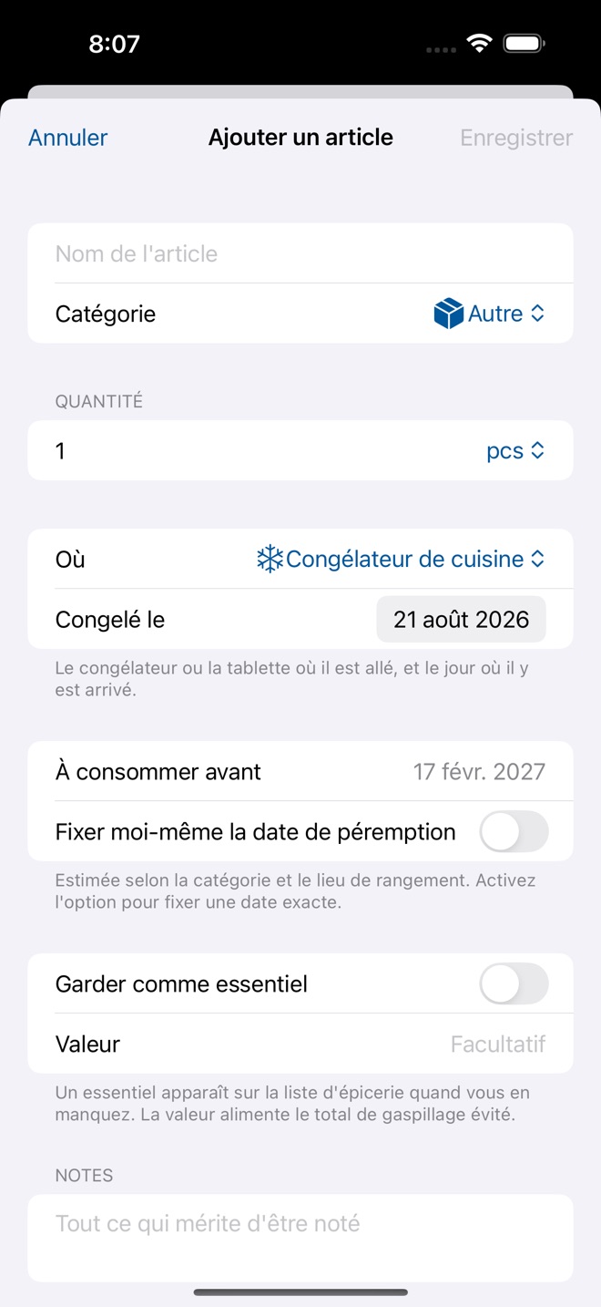FrostList : frigo congélateur capture d’écran 2