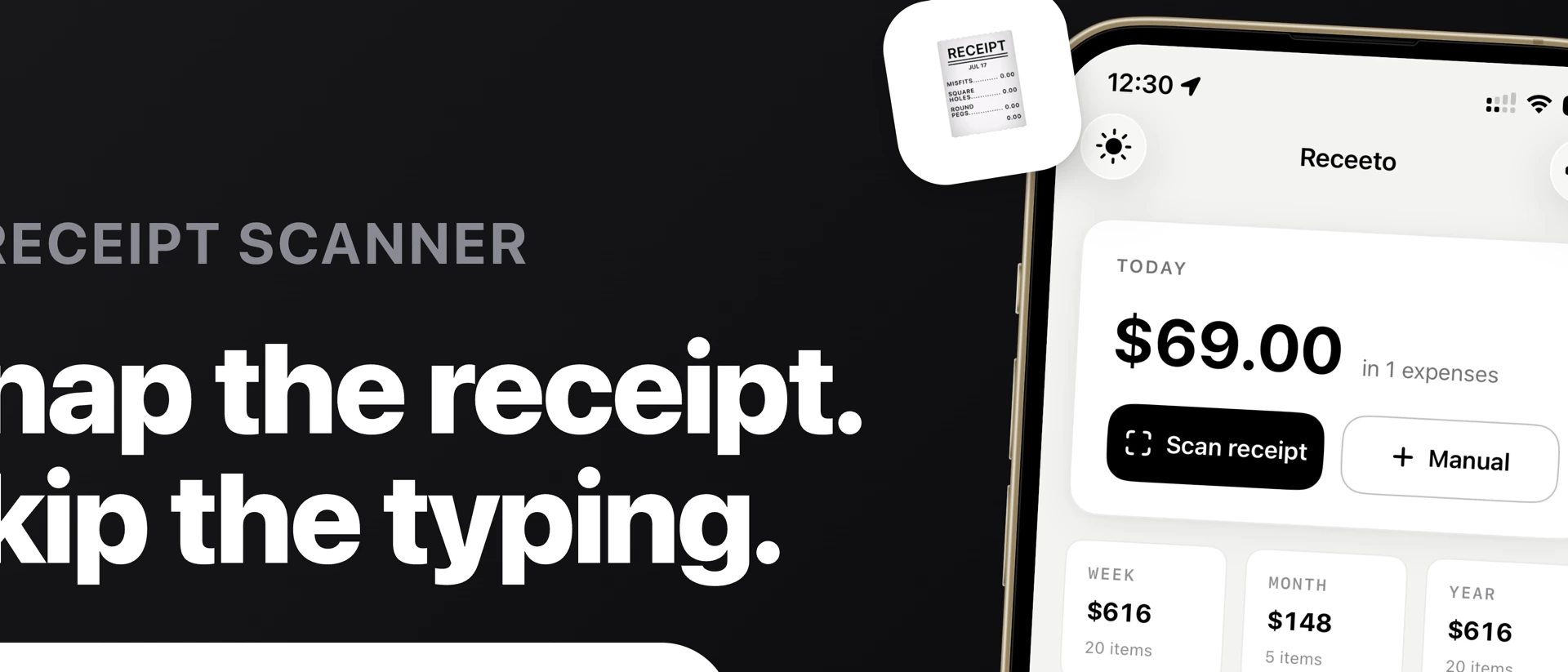 AI Receipt Scanner: Receeto product page header