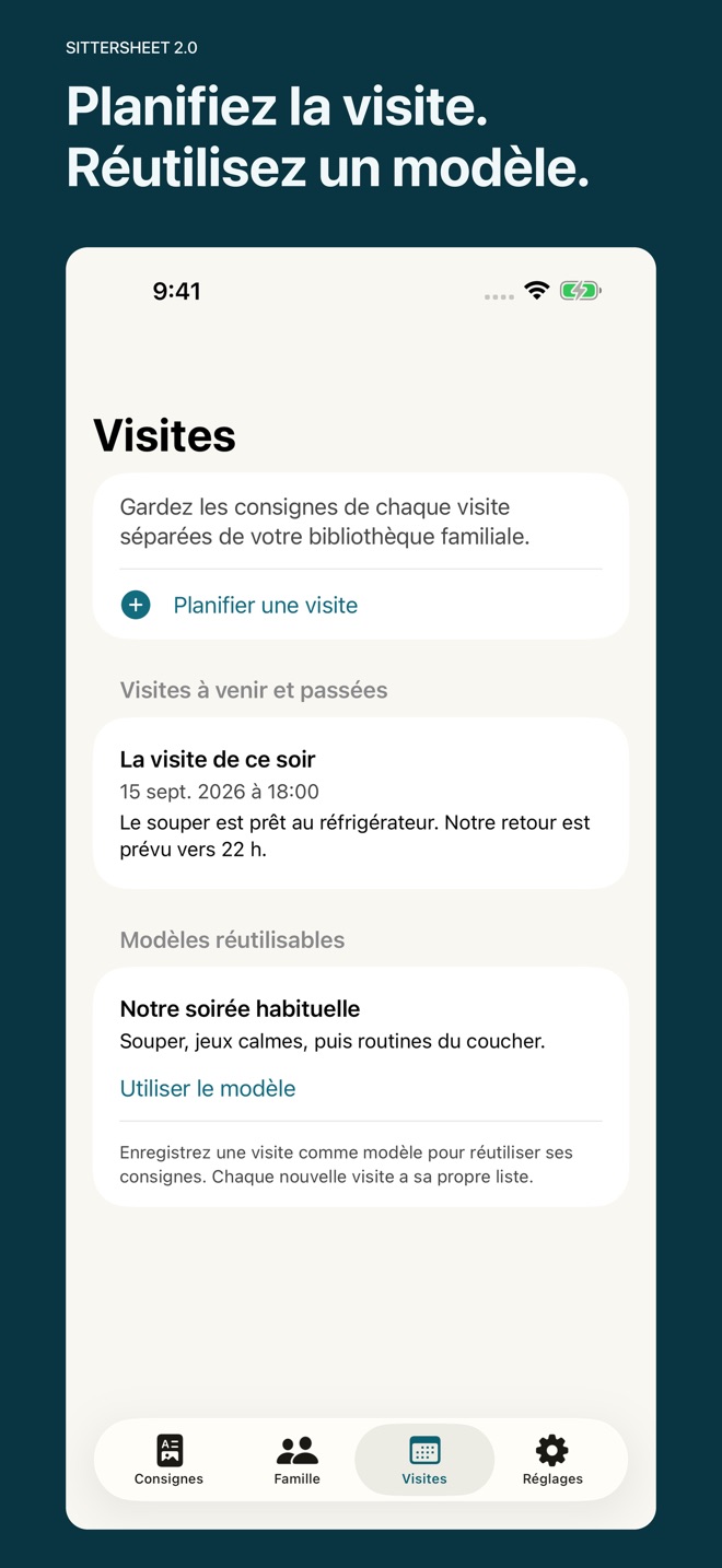 SitterSheet : fiche gardienne capture d’écran 5