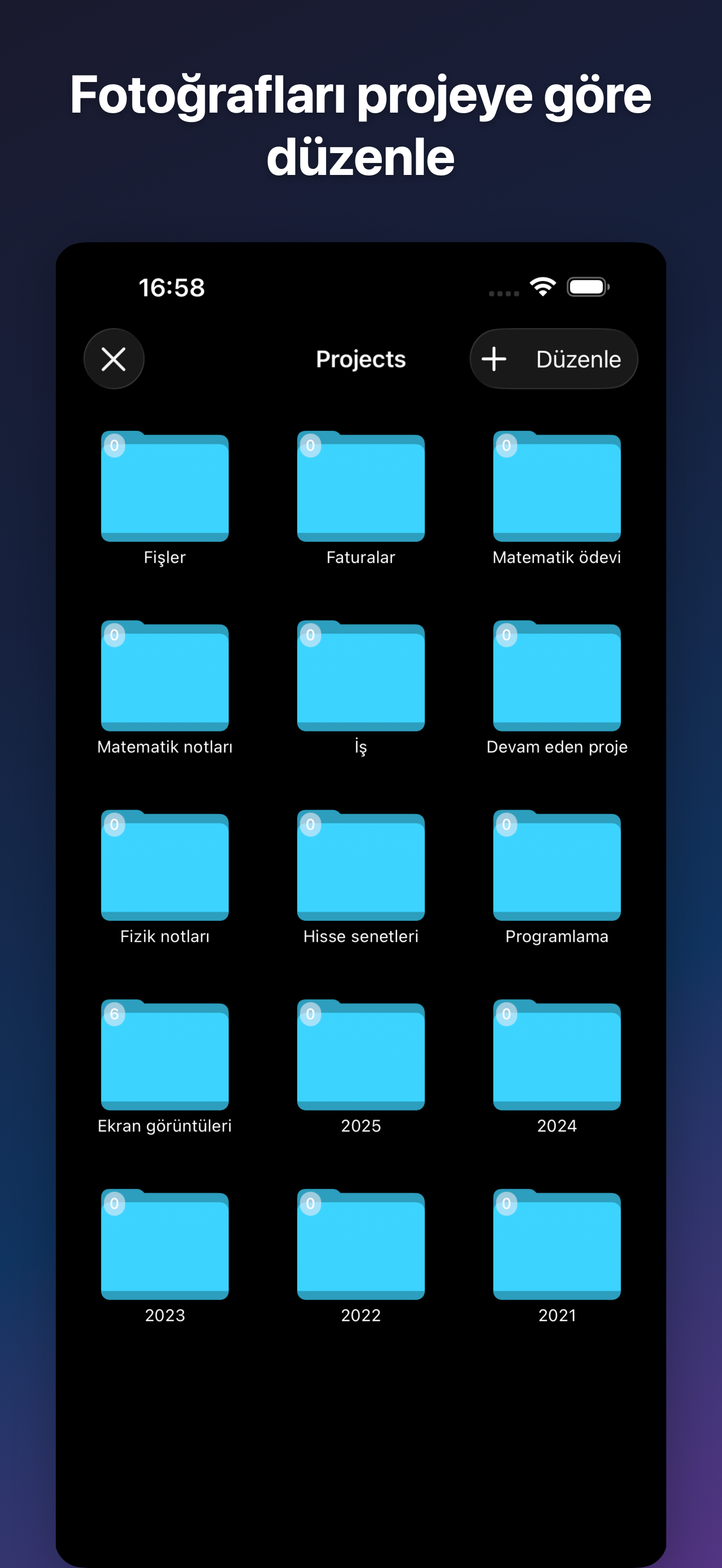 ProjectCam - Photo Folders iOS screenshot 2 showing app interface