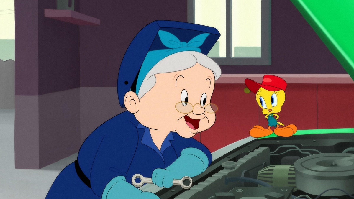 auto-birdy-shop-daffy-traffic-cop-stop-phone-booth-eyes-wide-fudd