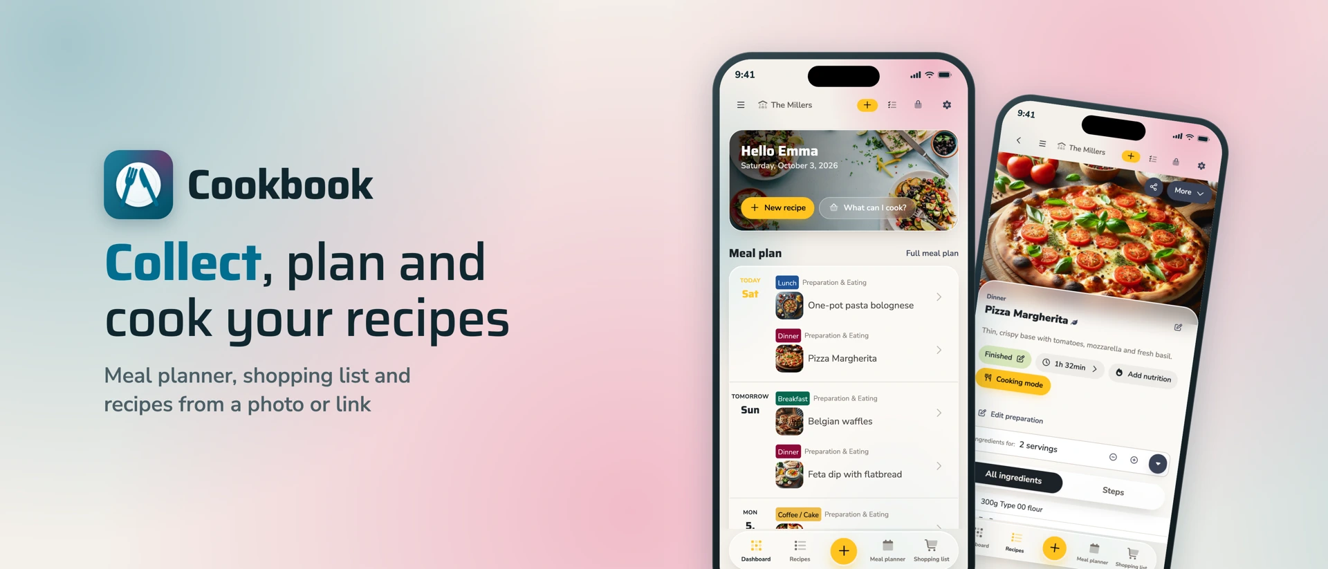 Cookbook Manage & save recipes product page header
