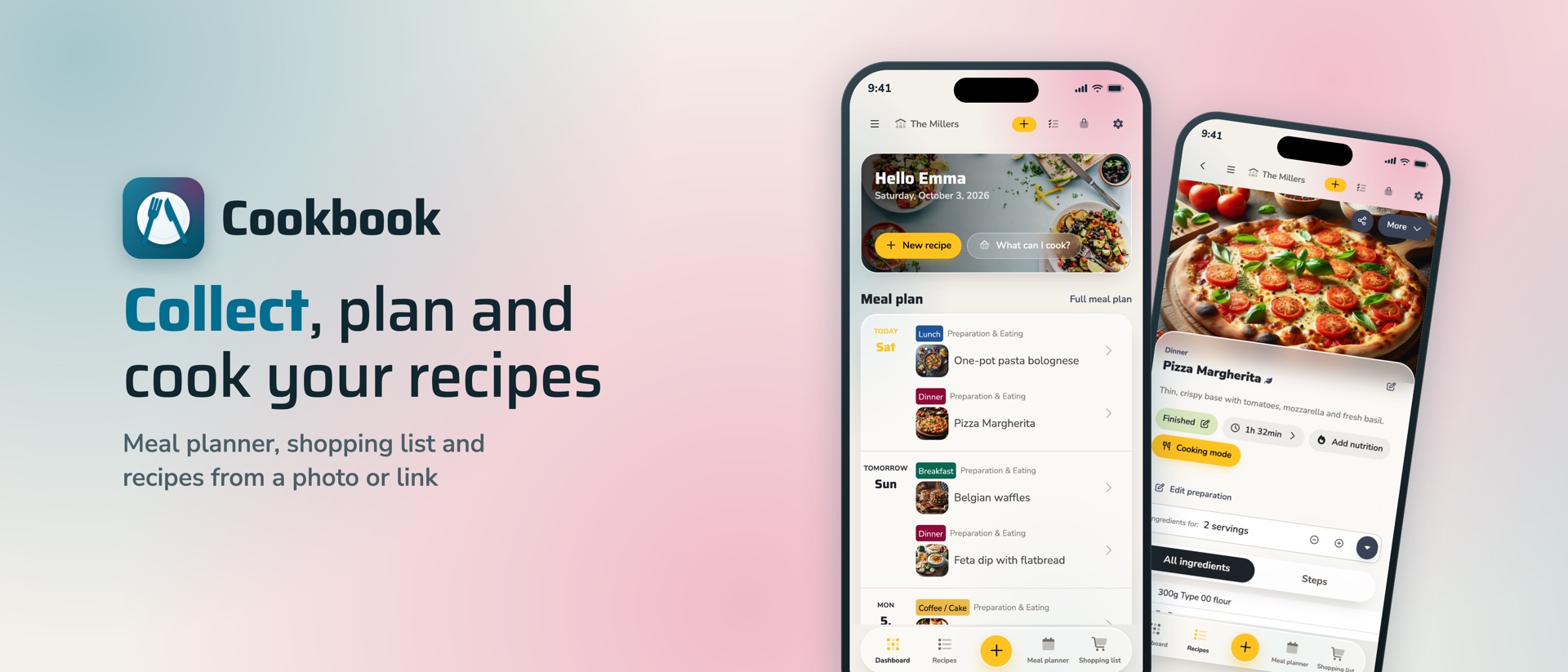 Cookbook Manage & save recipes product page header