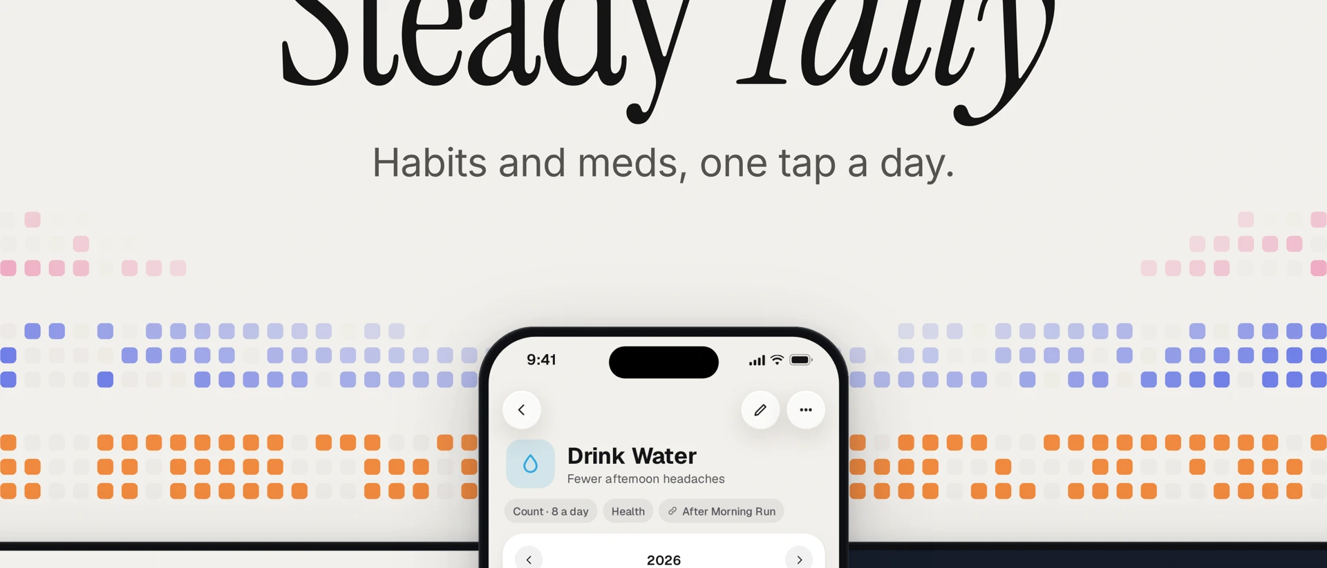 Steady Tally: Habit Tracker product page header