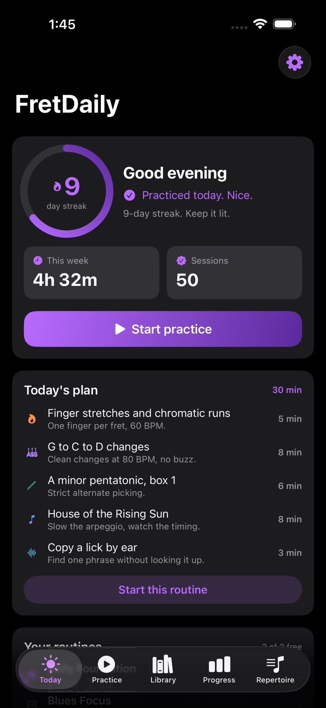 FretDaily: Guitar Practice capture d’écran 1
