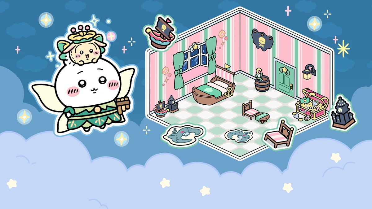 Chiikawa Pocket search result, In-app event: Neverland Furniture & Outfit!
