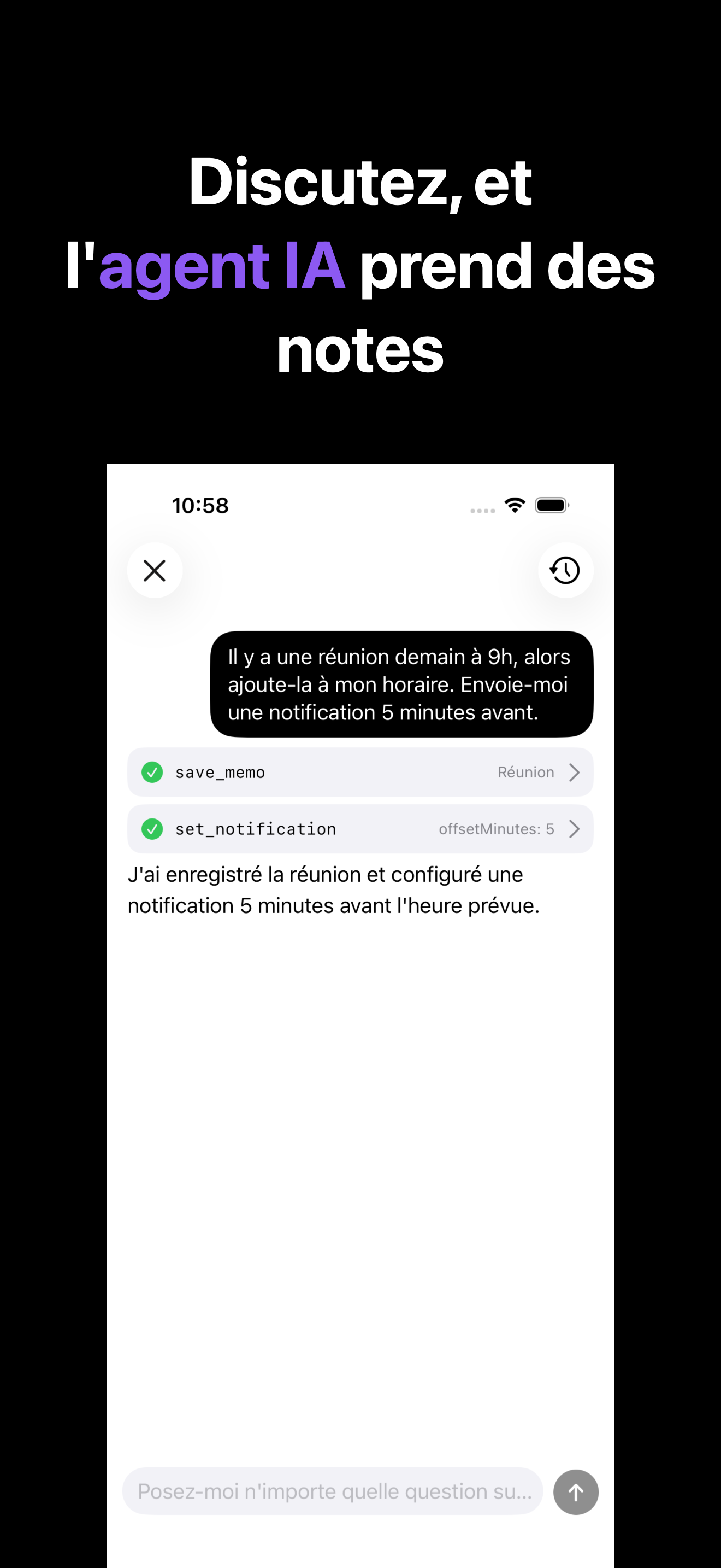 Notone - シンプルなメモAI Agent iOS screenshot 4 showing app interface